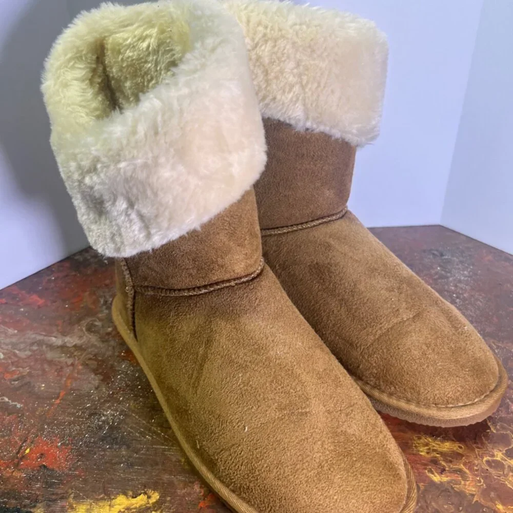 APRES‎ Suede Boots With Fur Lining & Trim Size 11